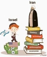 کارتون مقایسه اسرائیل و ایران در صفحه فیسبوک دوست آمریکایی